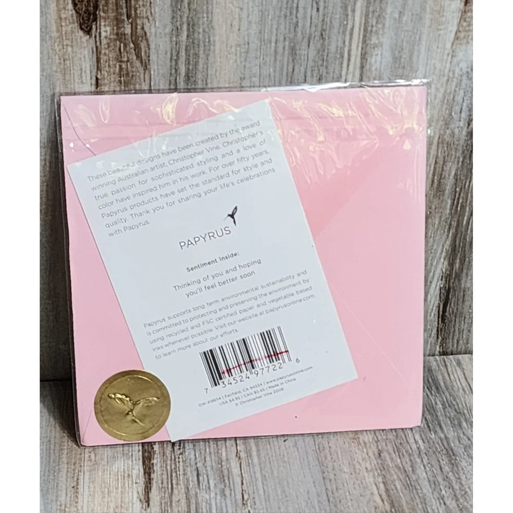 Papyrus Christopher Vine Embossed Glittery Flower Get Well Soon Card